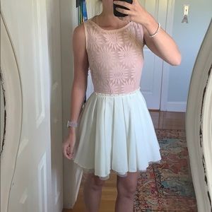 Ballerina Inspired Lace and Pleated Dress